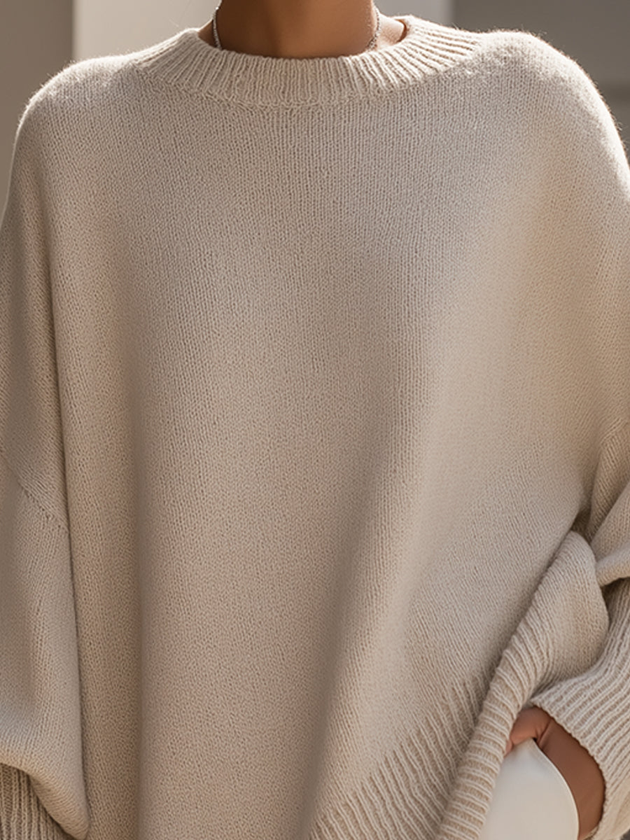Oversized Wool Blend Oversized Ribbed Knit Jumper