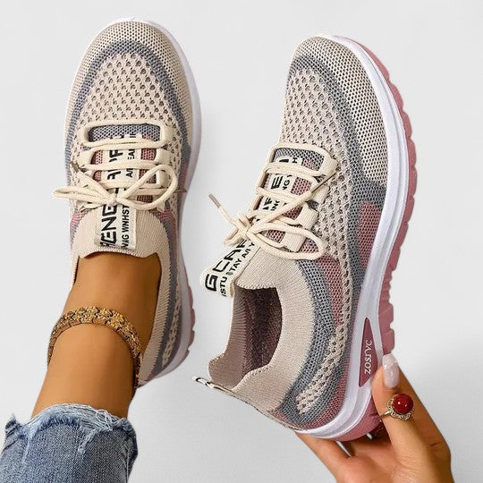 Lightweight Knit Mesh Cushioned Lace-Up Trainers Women