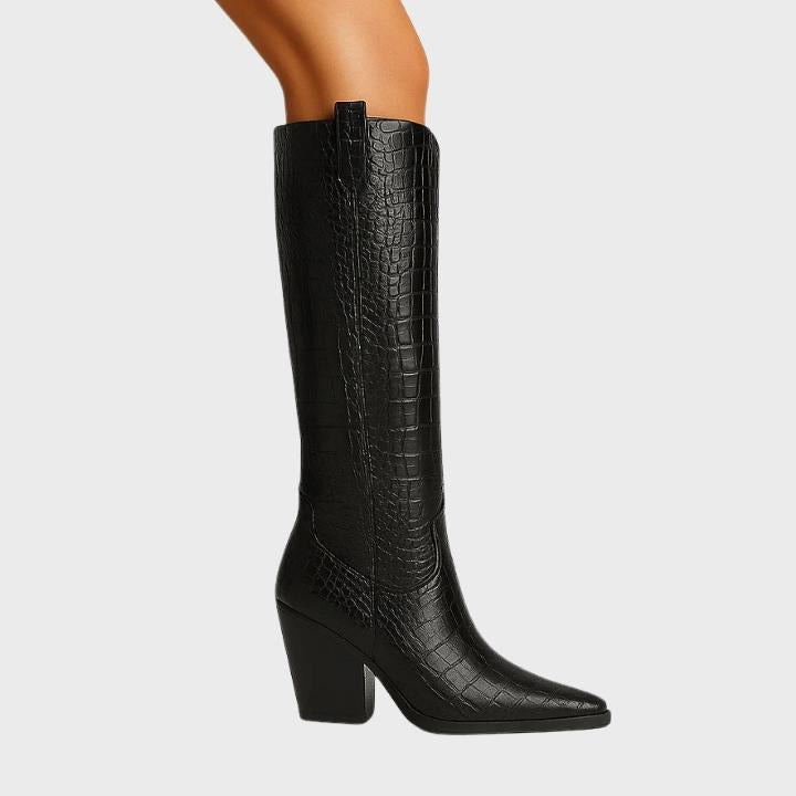 Women's Croc-Embossed Knee-High Boot
