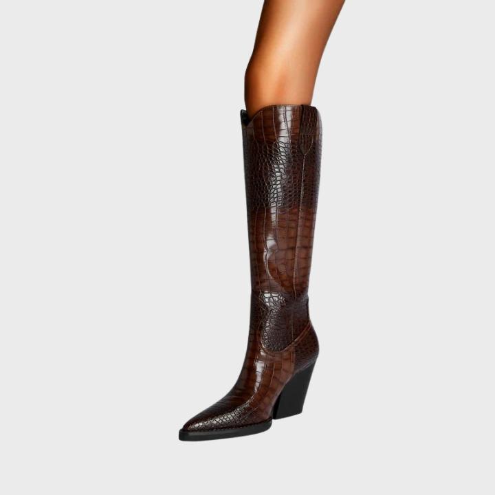 Women's Croc-Embossed Knee-High Boot