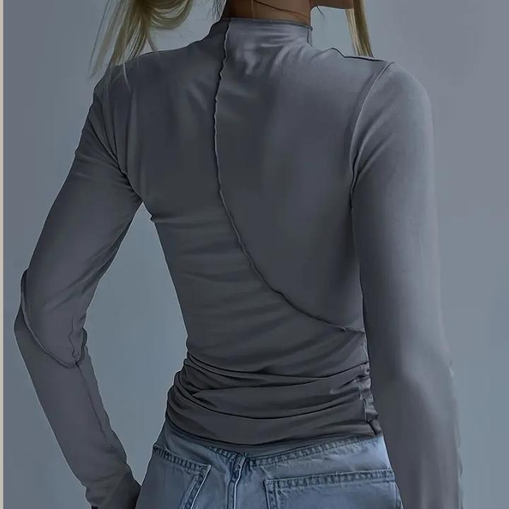 Women’s Slim Fit High Neck Long Sleeve Top