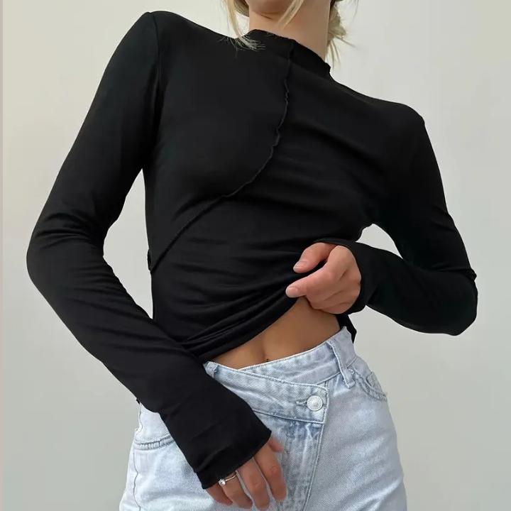 Women’s Slim Fit High Neck Long Sleeve Top