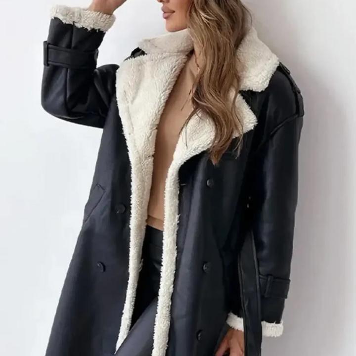 Women's Longline Faux Shearling Lined Winter Coat