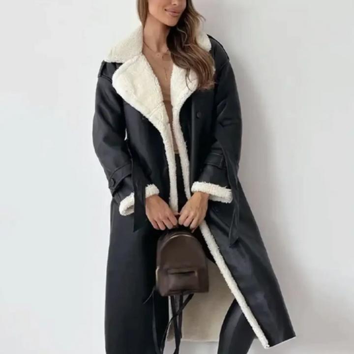 Women's Longline Faux Shearling Lined Winter Coat