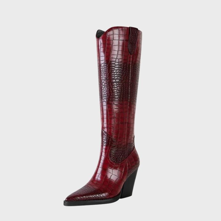 Women's Croc-Embossed Knee-High Boot