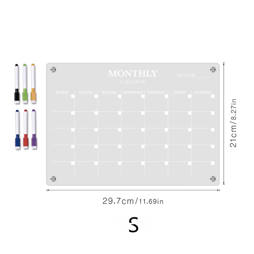 Transparent Acrylic Magnetic Monthly Planner Fridge Board