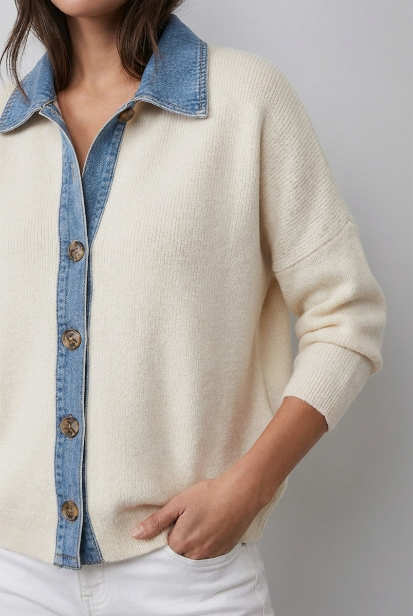 Casual Preppy Polo Collar Ribbed Knit Cardigan