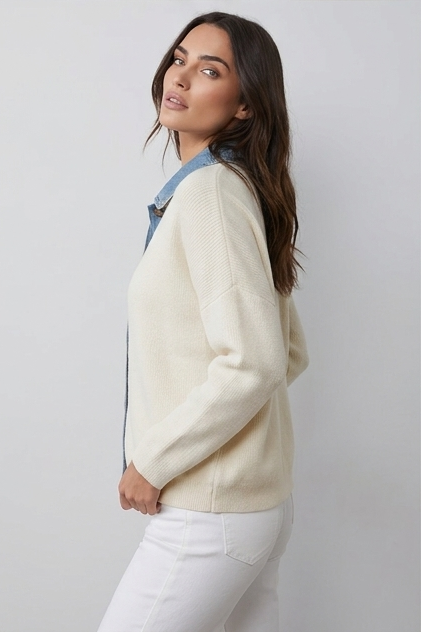 Casual Preppy Polo Collar Ribbed Knit Cardigan