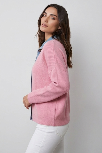 Casual Preppy Polo Collar Ribbed Knit Cardigan