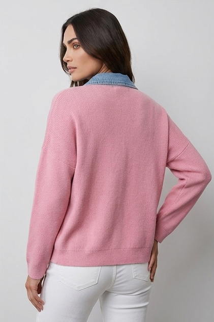 Casual Preppy Polo Collar Ribbed Knit Cardigan