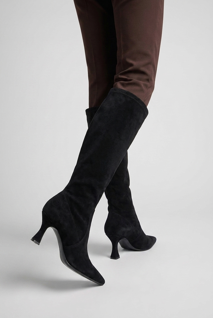Women’s Suede Style High Heeled Knie High Boots