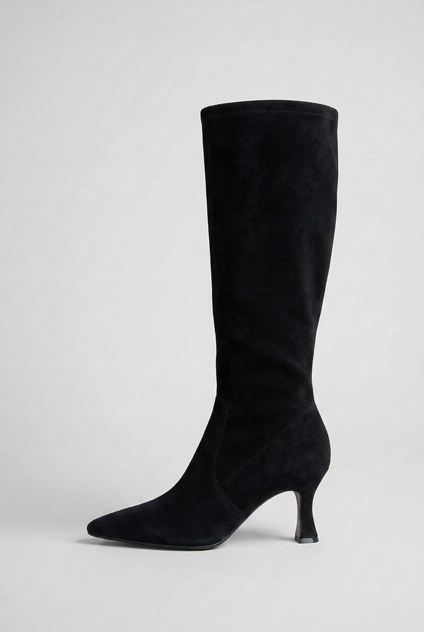 Women’s Suede Style High Heeled Knie High Boots