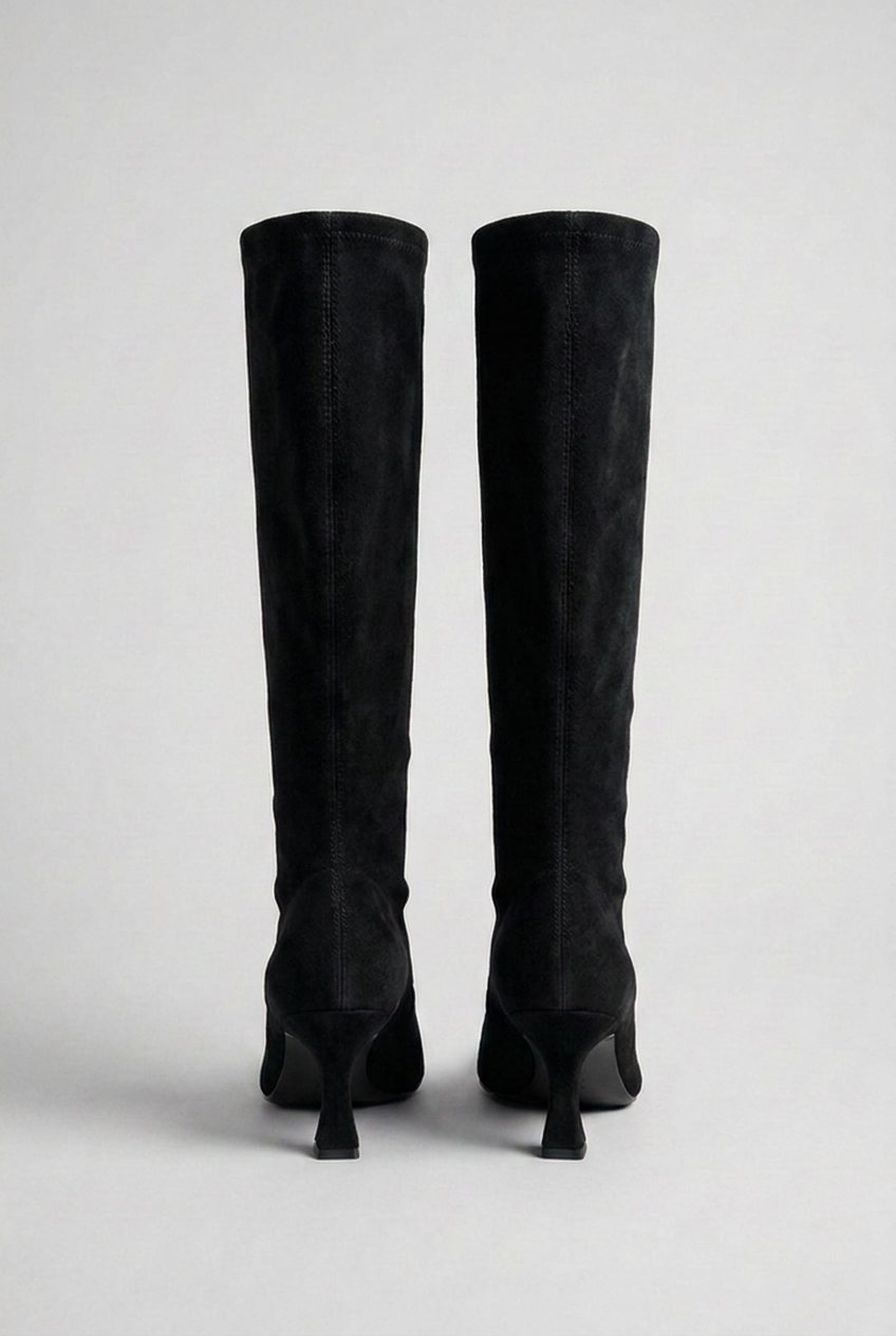 Women’s Suede Style High Heeled Knie High Boots
