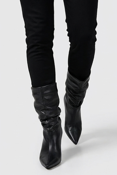 Pointed Toe High Heel Slouch Boots Women
