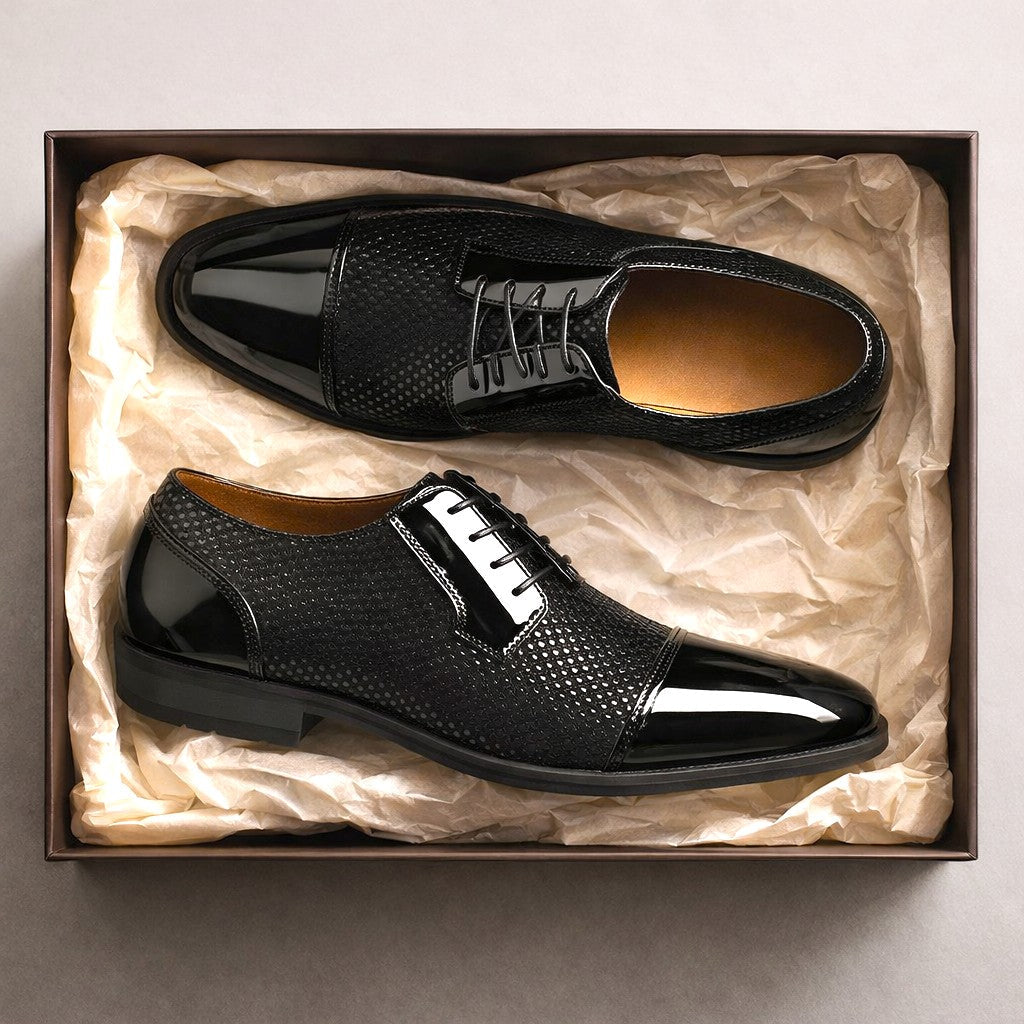 Patent Leather Cap Toe Oxford Shoes Men