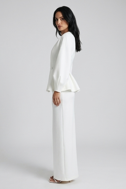 Puff Sleeve Blazer Midi Skirt Occasion Co-Ord