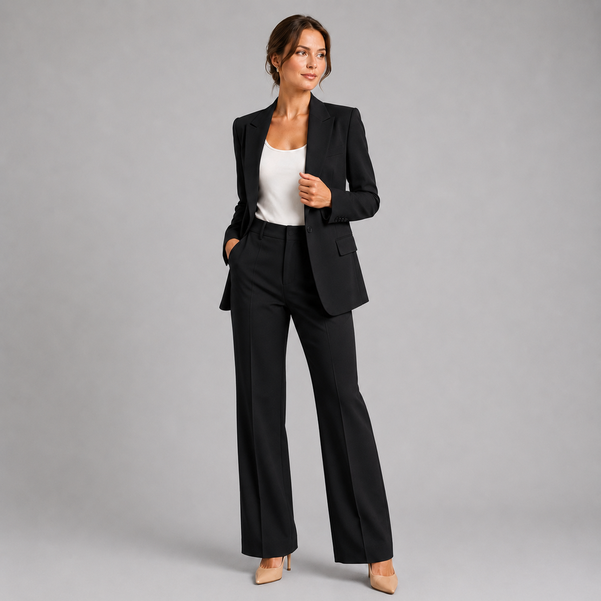 Tailored Blazer High-Waist Trouser Suit Set Women