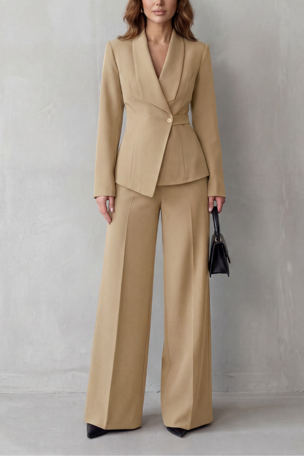 Tailored Blazer Wide Leg Trouser Suit Set Women