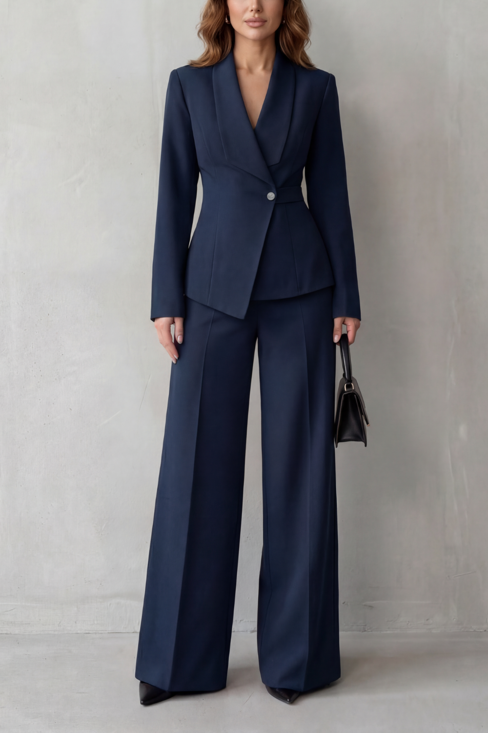 Tailored Blazer Wide Leg Trouser Suit Set Women