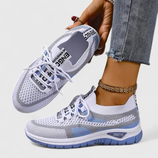 Lightweight Knit Mesh Cushioned Lace-Up Trainers Women