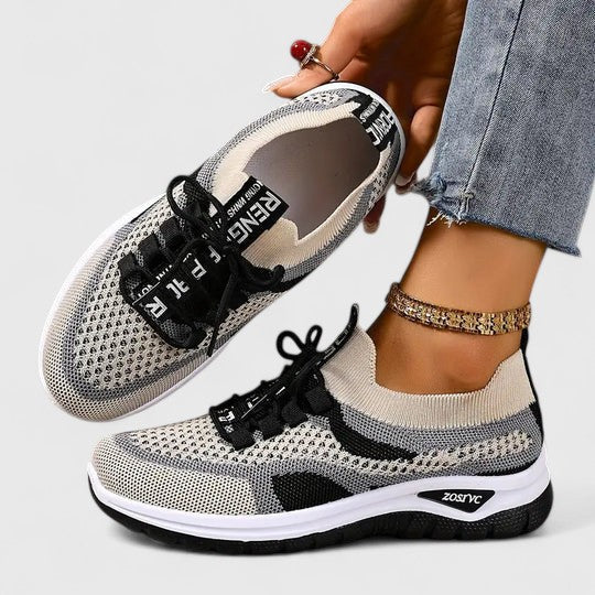 Lightweight Knit Mesh Cushioned Lace-Up Trainers Women