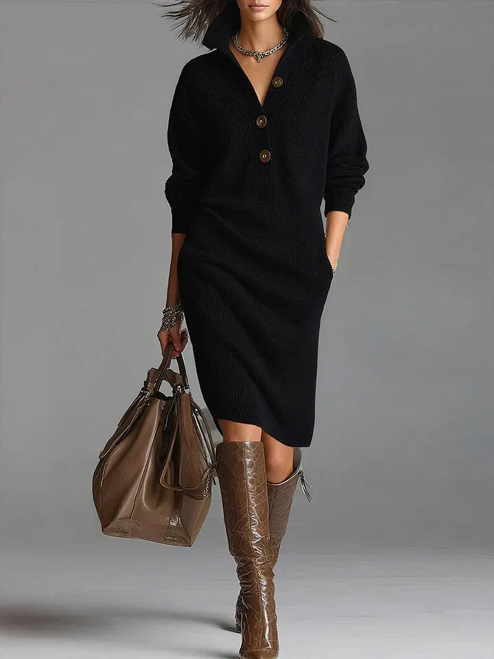 Ribbed Knit Style Relaxed Fit Jumper Dress