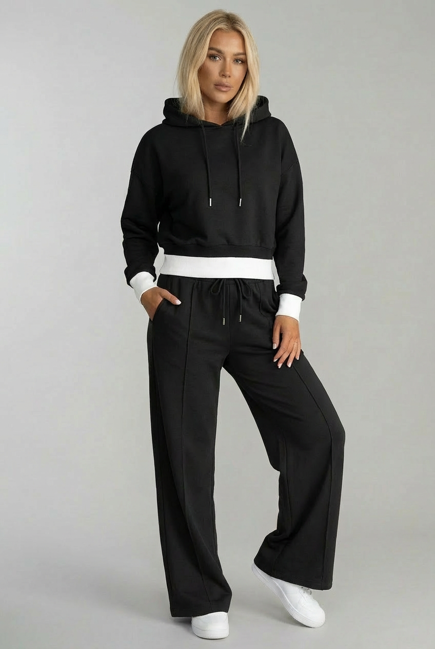 Women’s Relaxed Wide Leg Casual Two Piece Tracksuit Set