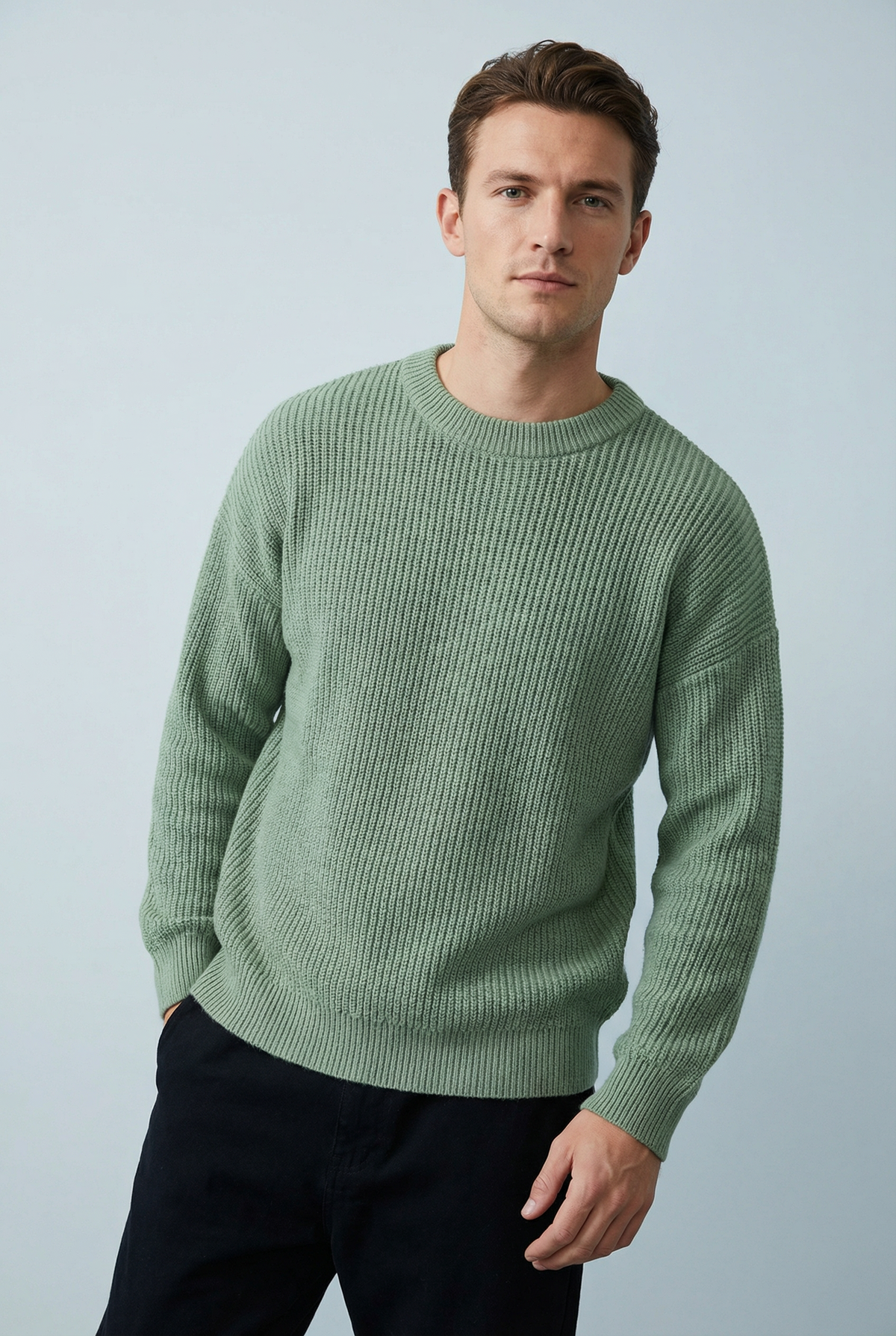 Men's Minimalist Relaxed Rib Crew Neck Sweater