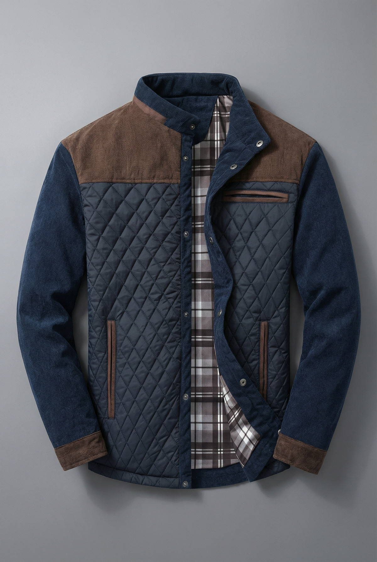 Men’s Navy Blue Spring Jacket Lightweight Quilted Casual Outerwear