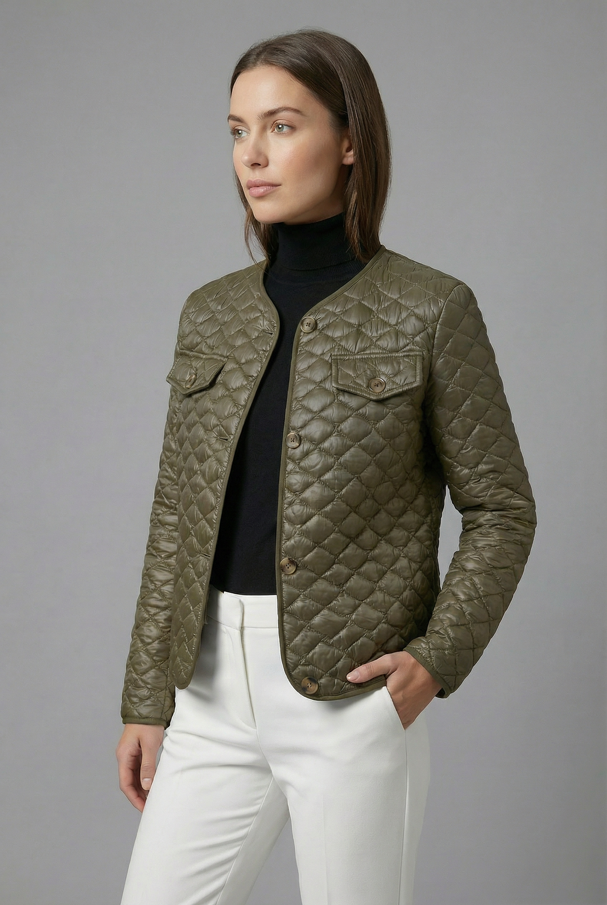Women’s short Quilted Jacket – Lightweight Tailored Smart Casual Outerwear