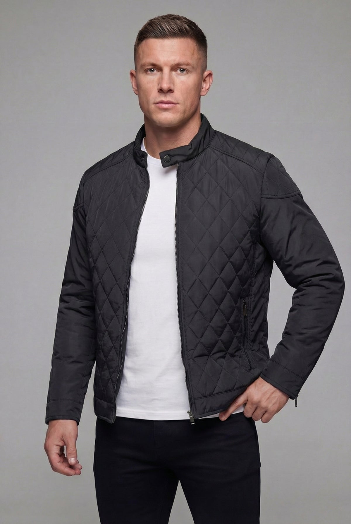 Men’s Lightweight Quilted Jacket Stand Collar