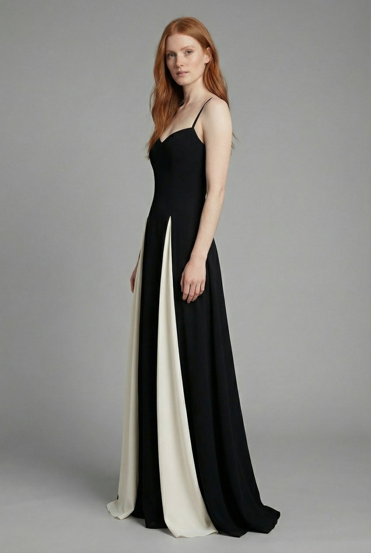 Women’s Black and White Wedding Guest Formal Evening Maxi Dress