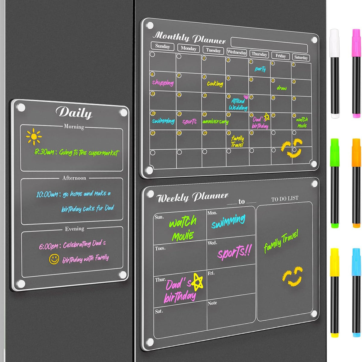 Acrylic Magnetic Dry Erase Fridge Calendar Planner