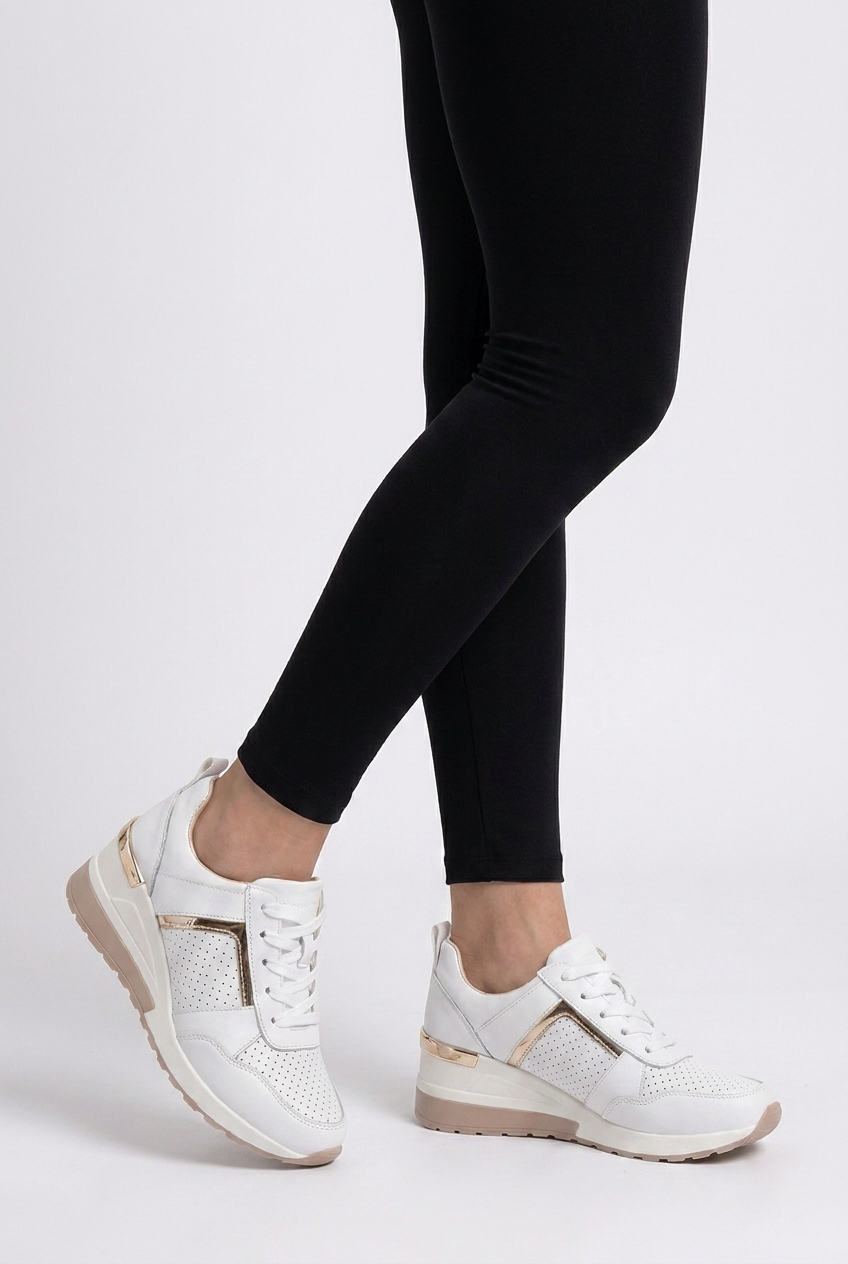 Wedge Sole Metallic Trim Orthopaedic Trainers Women