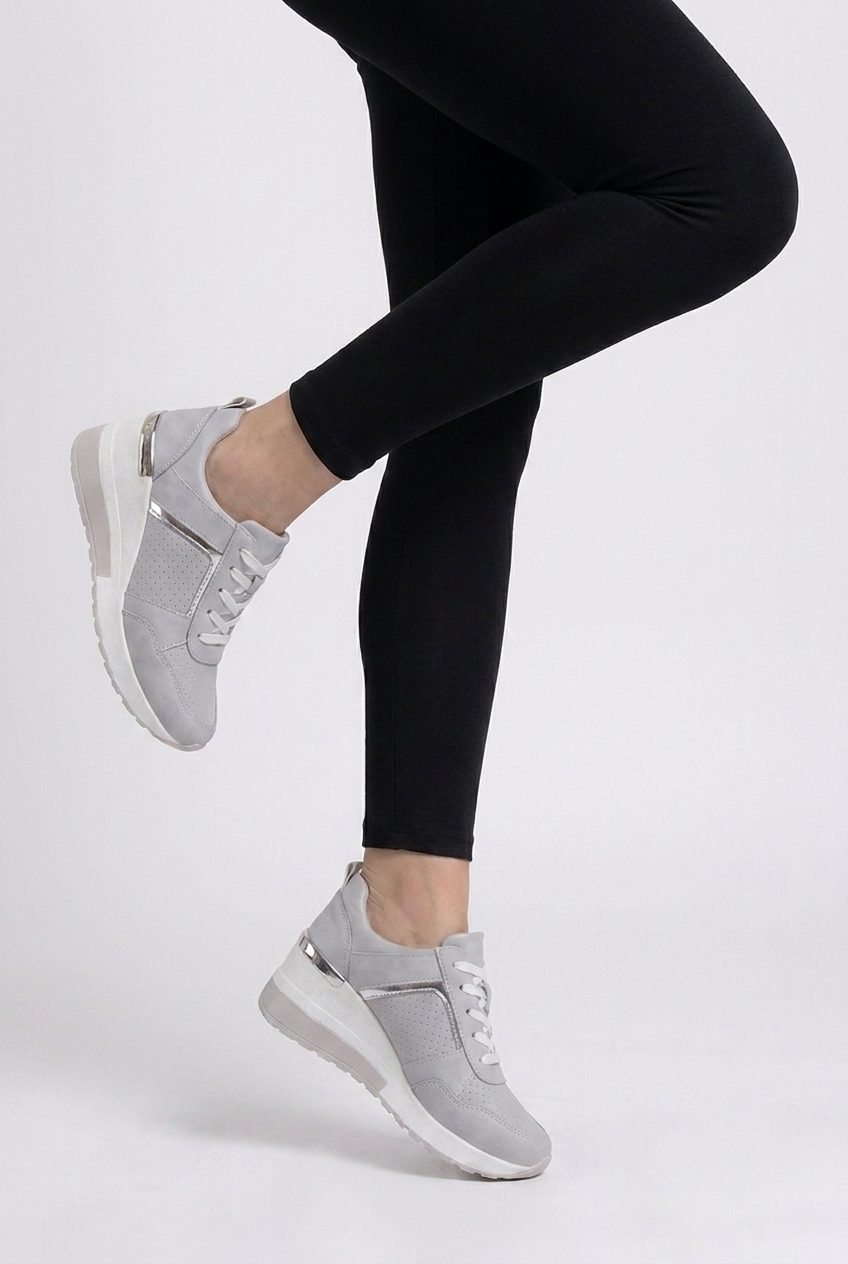 Wedge Sole Metallic Trim Orthopaedic Trainers Women
