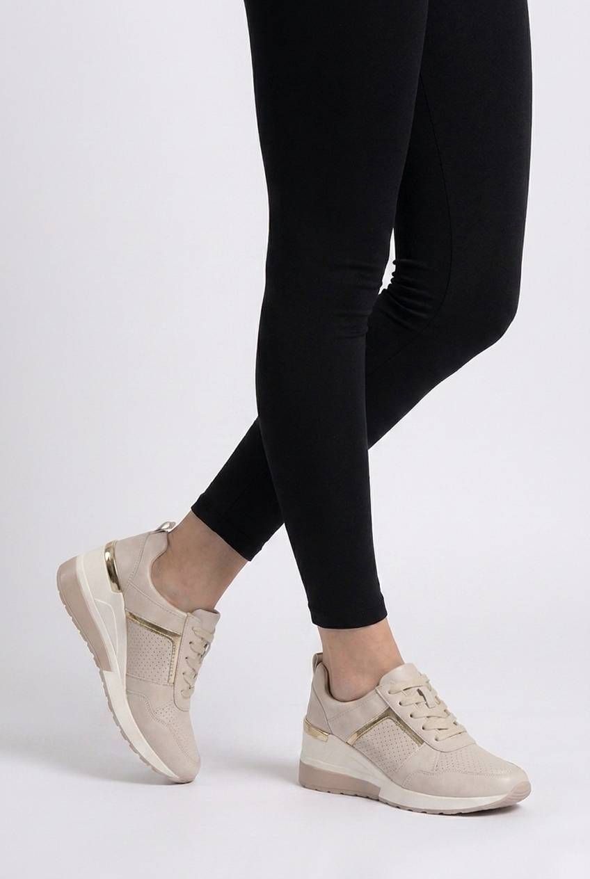 Wedge Sole Metallic Trim Orthopaedic Trainers Women