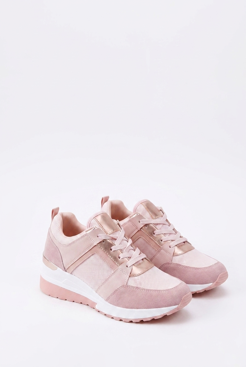 Wedge Sole Metallic Trim Orthopaedic Trainers Women