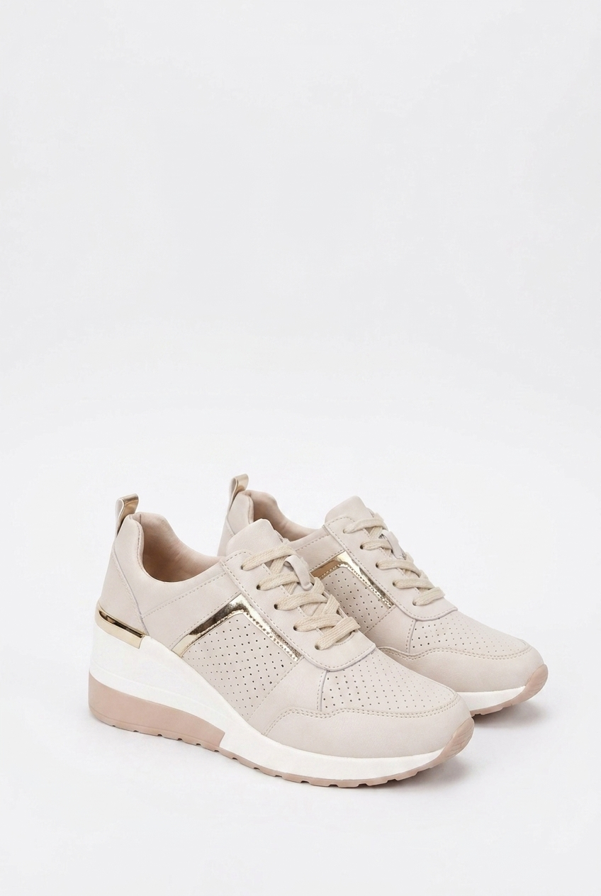 Wedge Sole Metallic Trim Orthopaedic Trainers Women