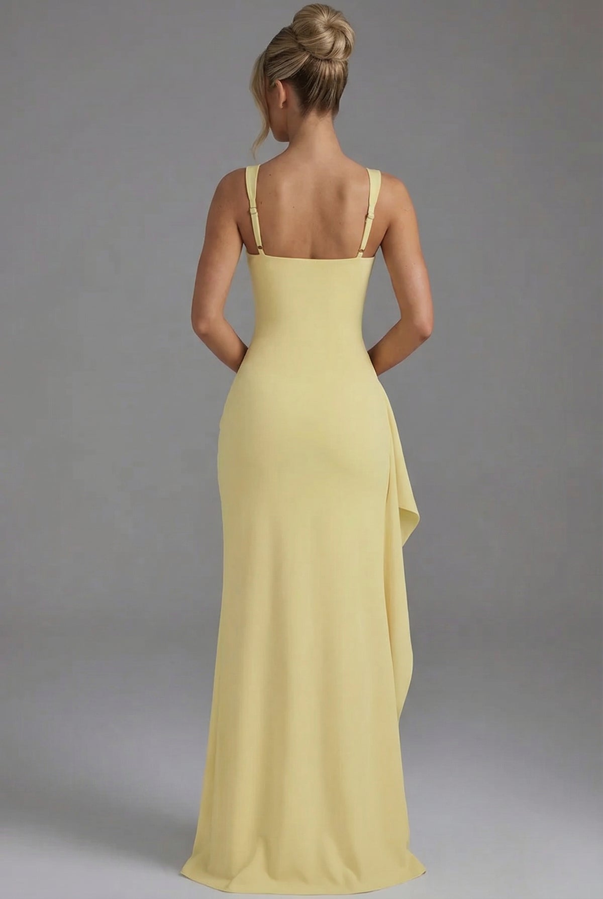 Women’s Elegant Bodycon Slip Maxi Dress with Leg Split and Open Back