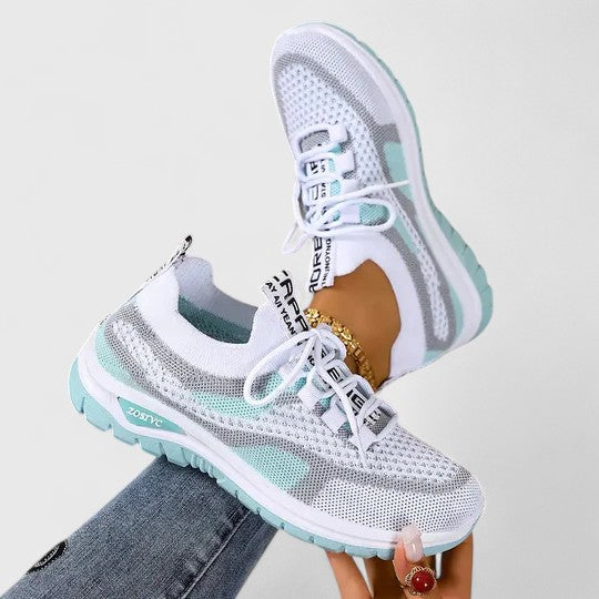 Lightweight Knit Mesh Cushioned Lace-Up Trainers Women
