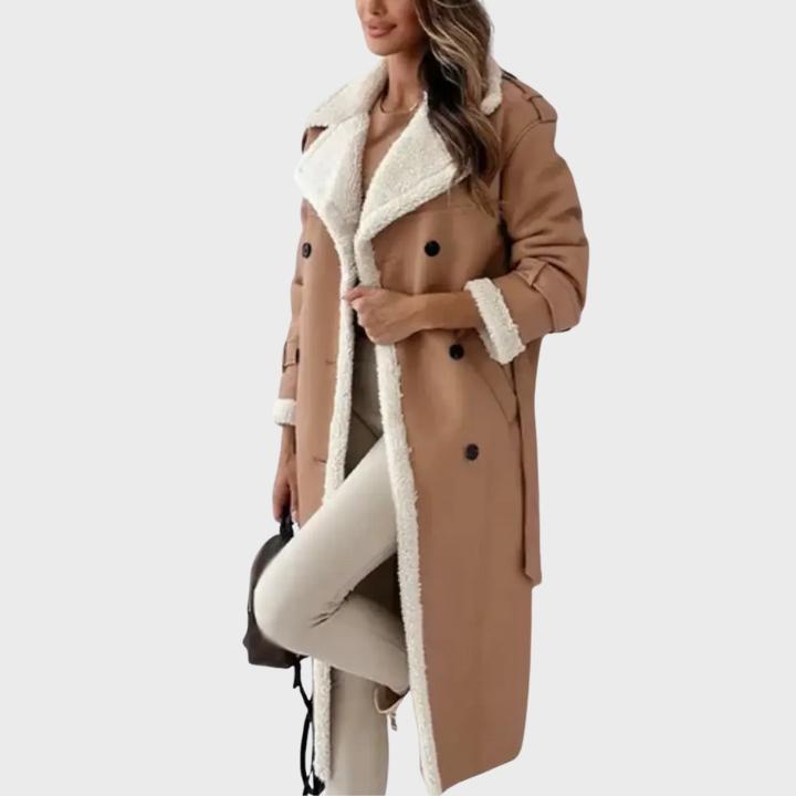 Women's Longline Faux Shearling Lined Winter Coat