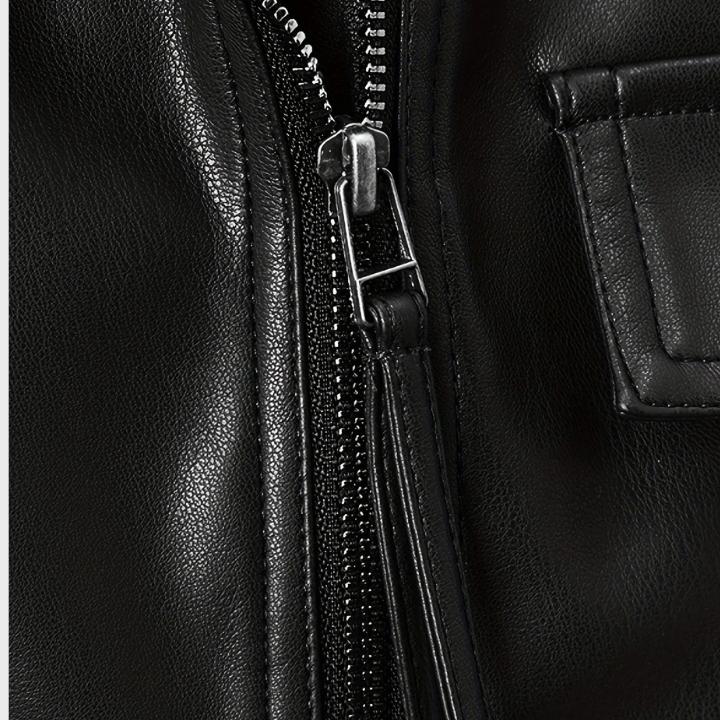 Women's Black Diagonal Zip Short Retro Leather Jacket