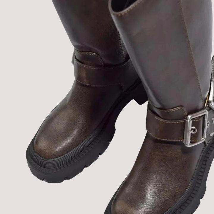 Women's Buckle Strap Knee-High Boots