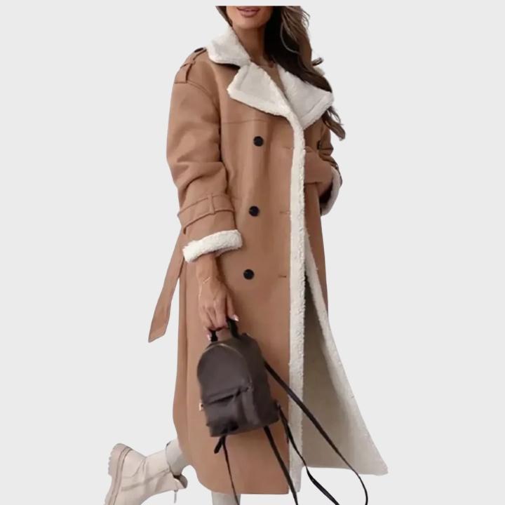 Women's Longline Faux Shearling Lined Winter Coat