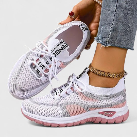 Lightweight Knit Mesh Cushioned Lace-Up Trainers Women