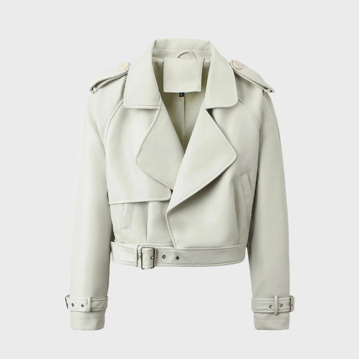 Women's Chic Wide Collar Short Biker Jacket