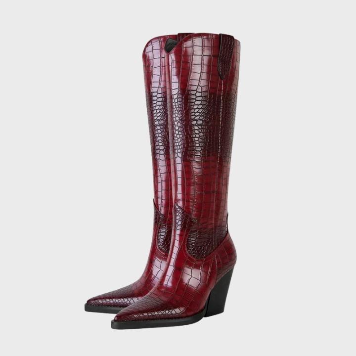 Women's  Croc-Embossed Knee-High Boot