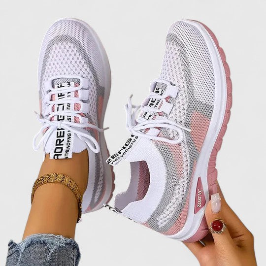 Lightweight Knit Mesh Cushioned Lace-Up Trainers Women