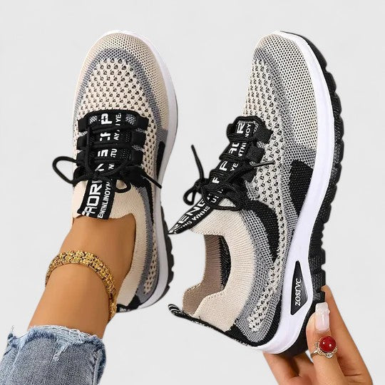 Lightweight Knit Mesh Cushioned Lace-Up Trainers Women