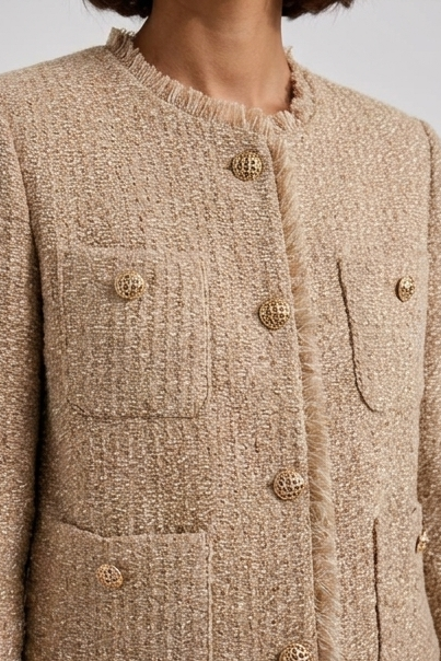 Structured Cropped Tailored Tweed Jacket Women